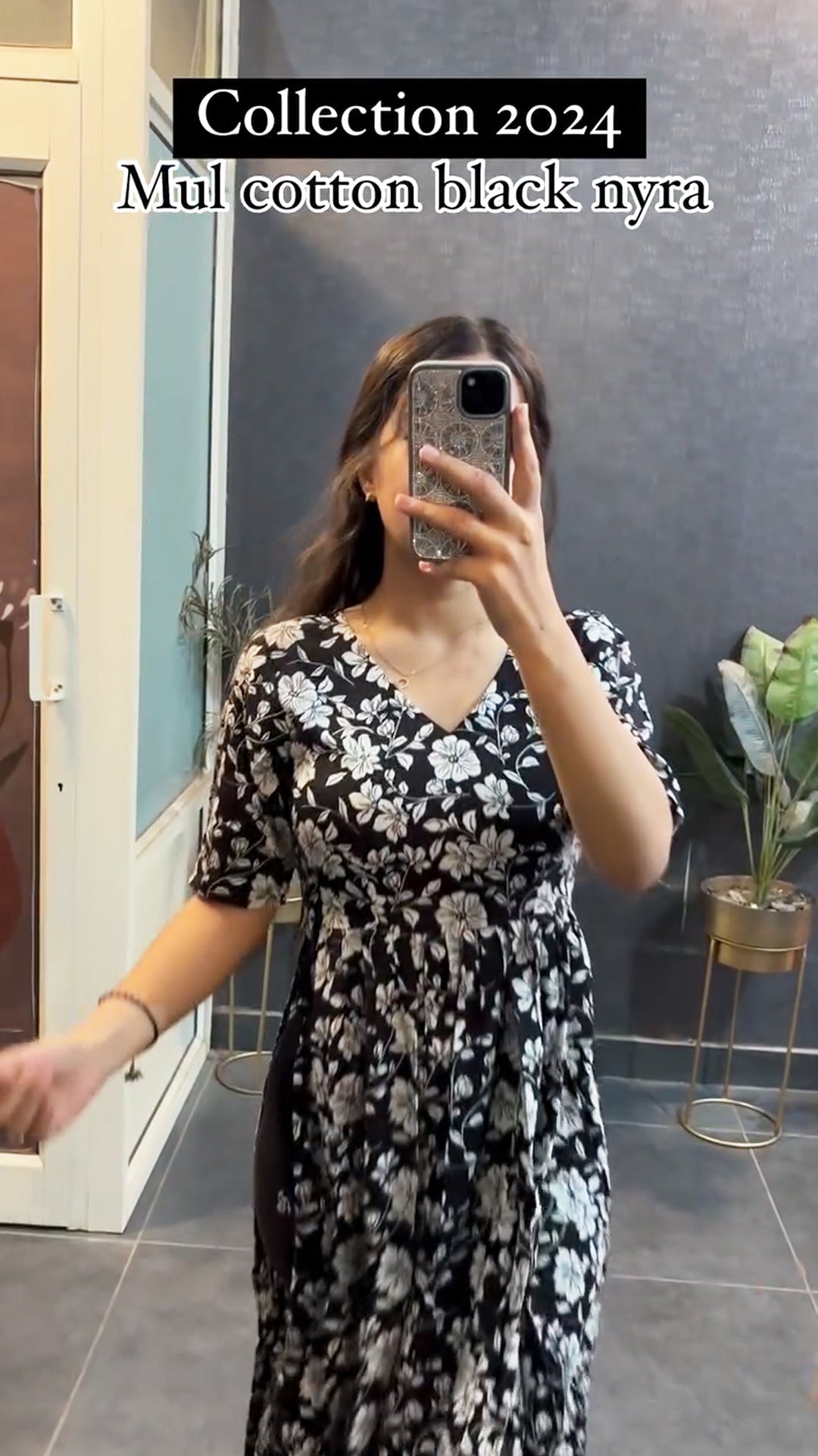 Top Trending Black Floral Printed Cotton Nyra Kurta