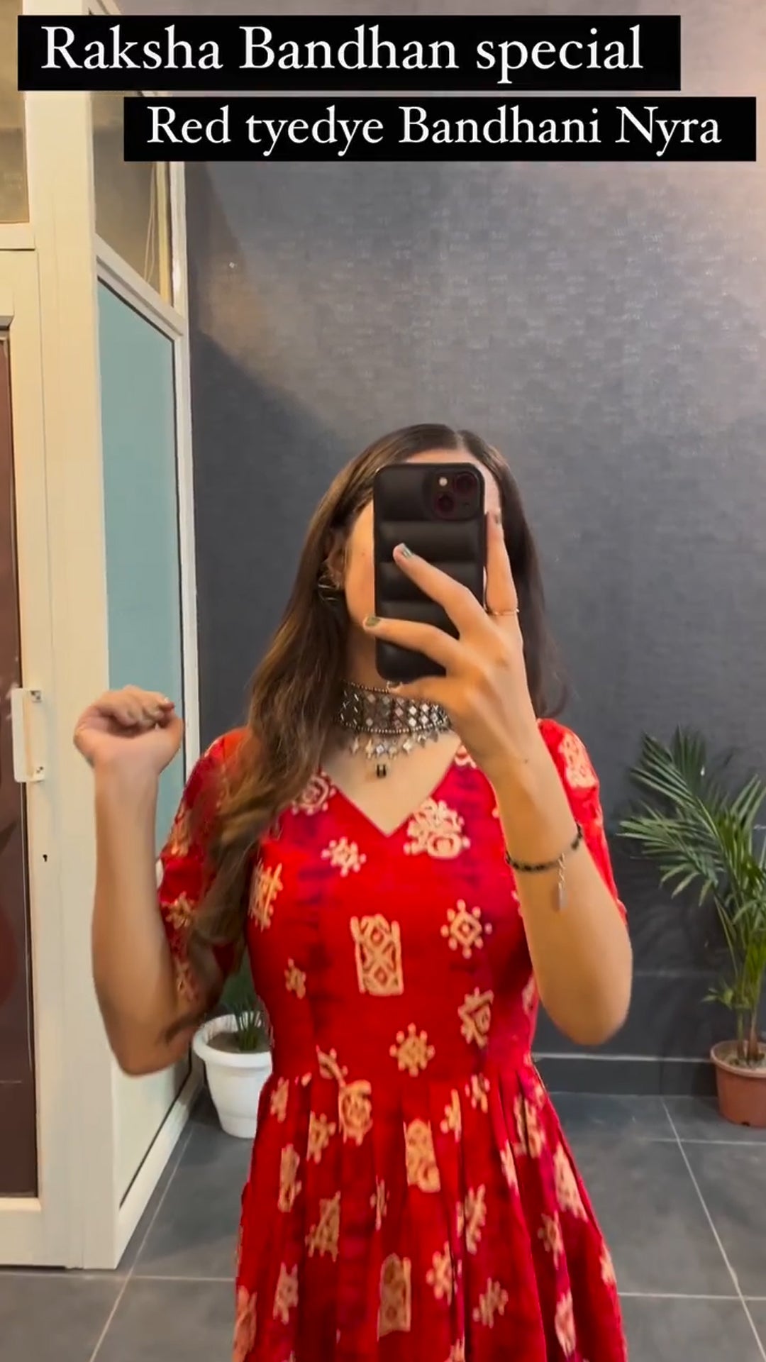 New Red Cotton Tyedye Bandhani Nyra