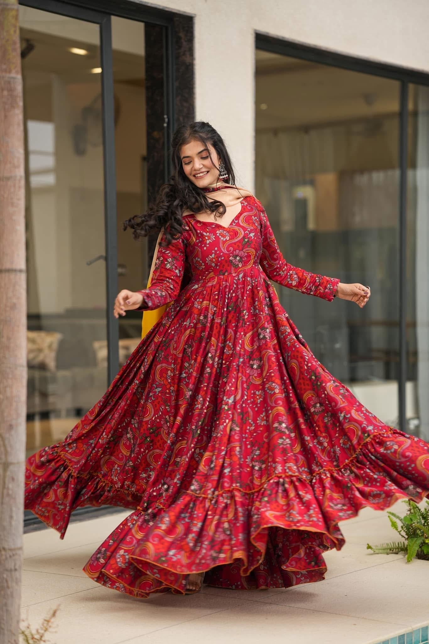 PAHEL RED RAYON MAXI