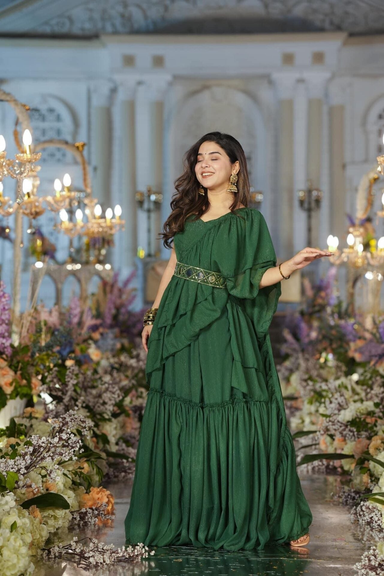 SAVANNAH GREEN CHIFFON SAREE