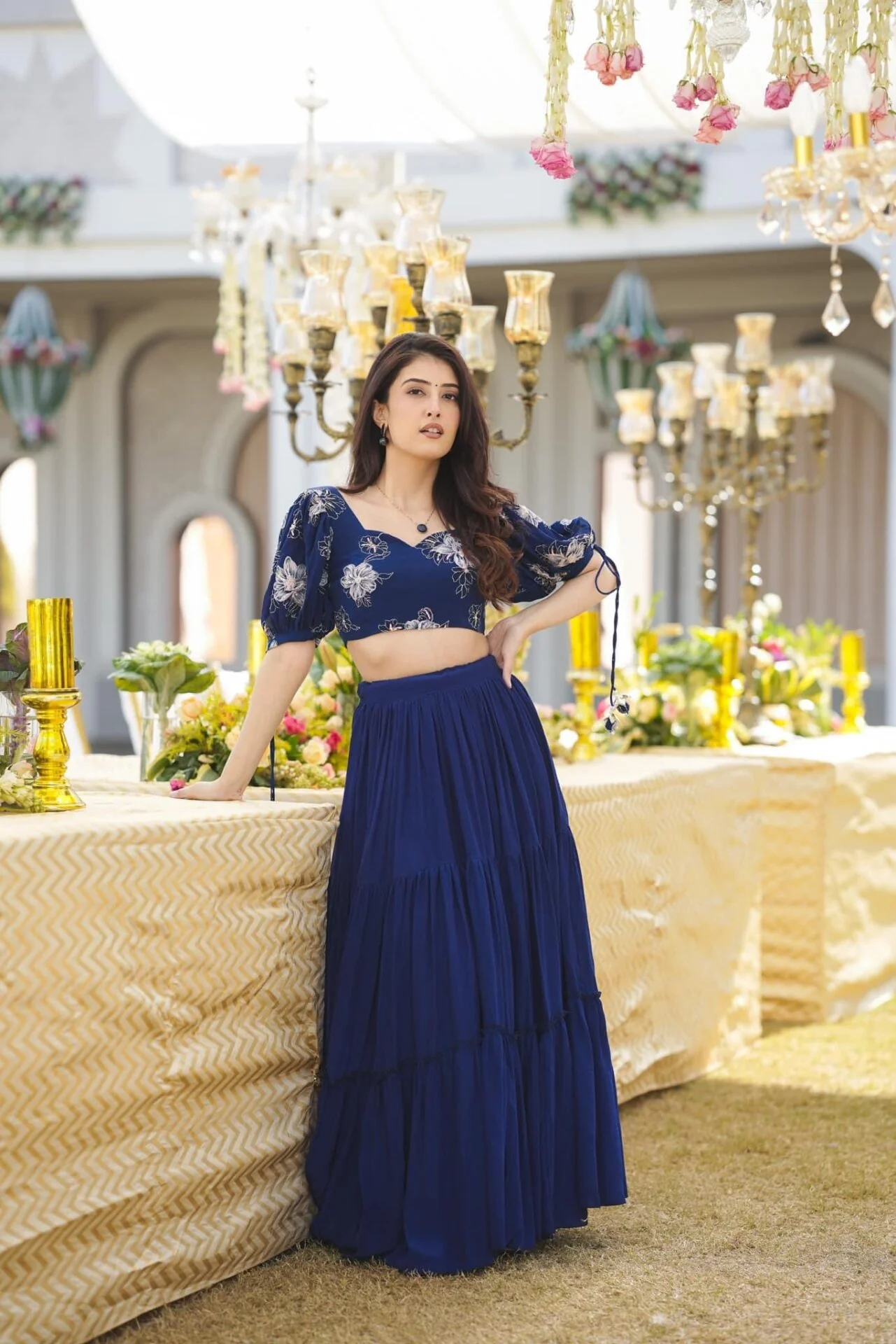 MARSHALL BLUE CREPE CROPTOP-SKIRT