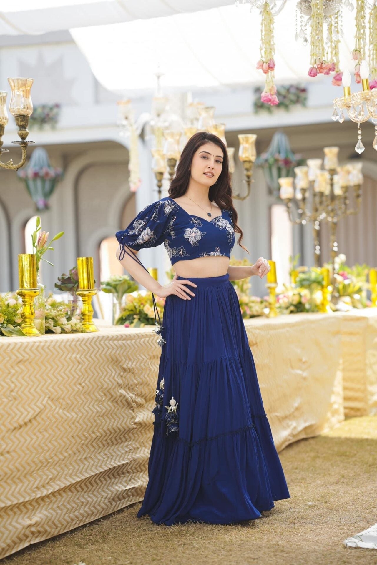 MARSHALL BLUE CREPE CROPTOP-SKIRT