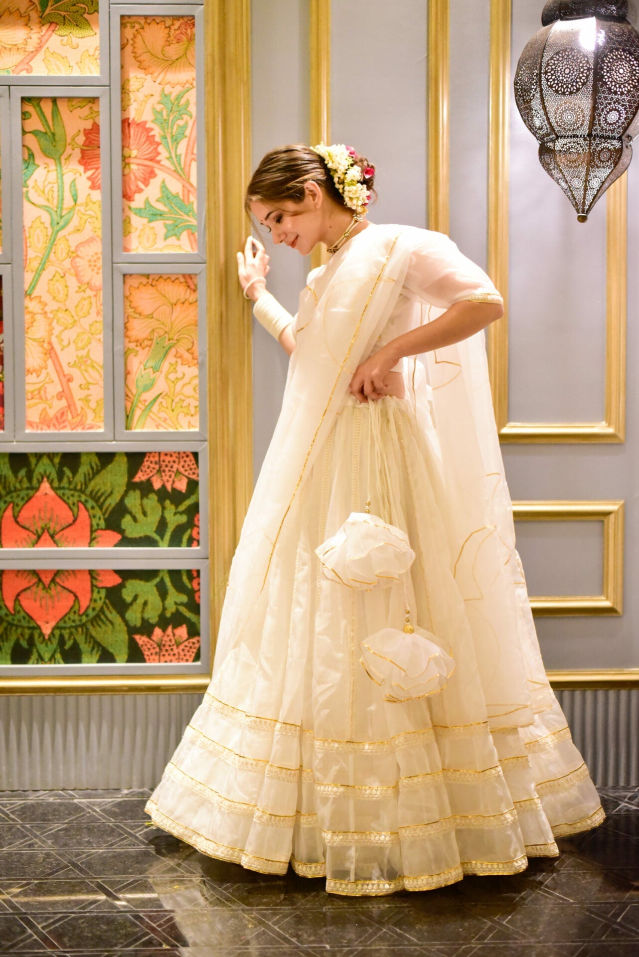 WHITE ORGANZA LEHENGA