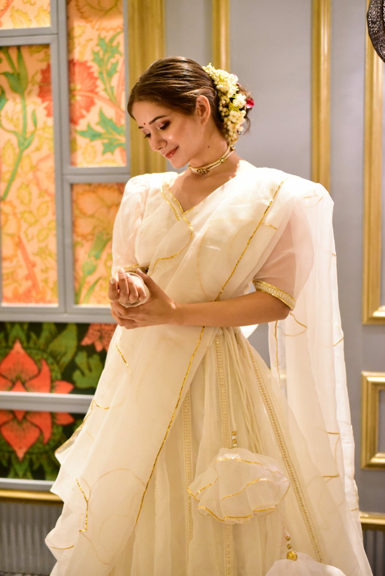 WHITE ORGANZA LEHENGA