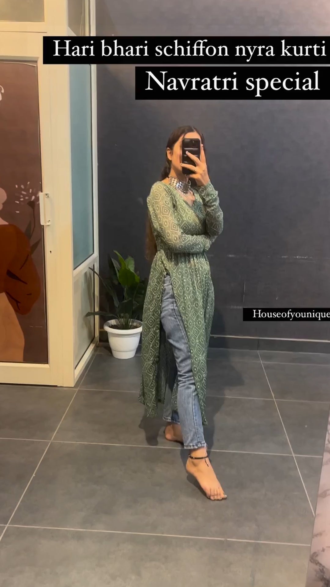 New Printed Schiffon Nyra Kurtis
