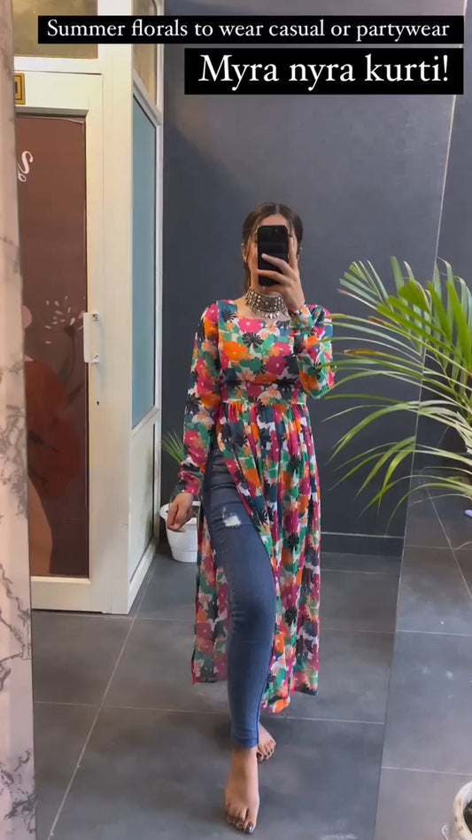 Partywear Floral Nyra Kurtis