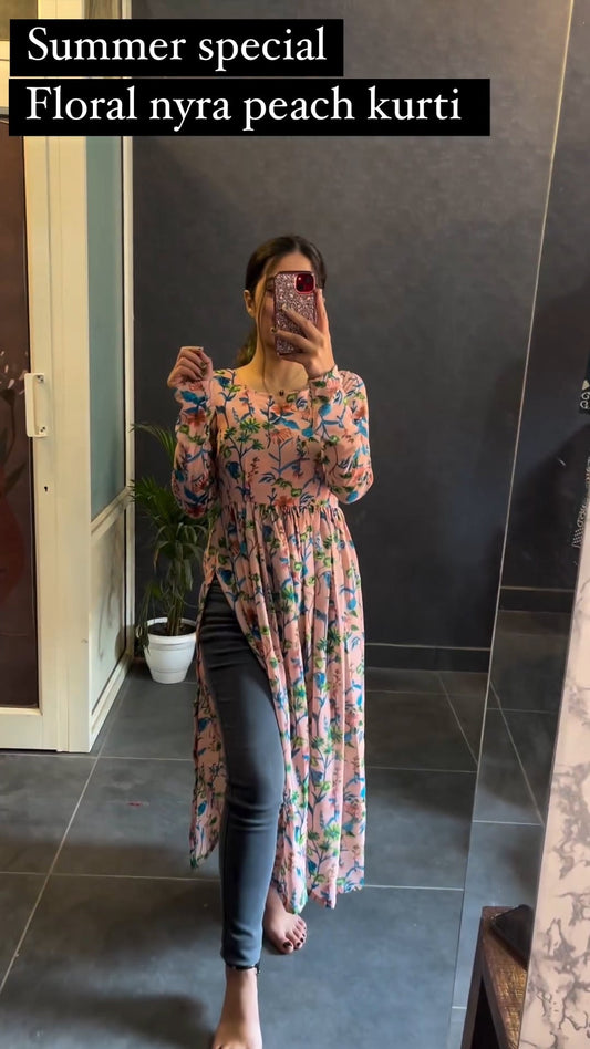 Floral Peach Nyra Kurti