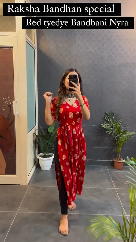 New Red Cotton Tyedye Bandhani Nyra