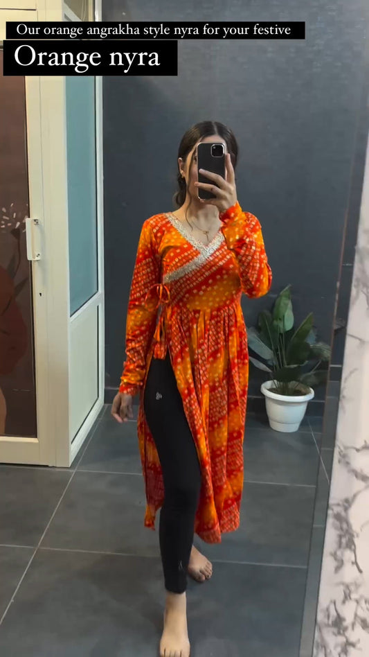 Orange Nayra Kurti For Womens
