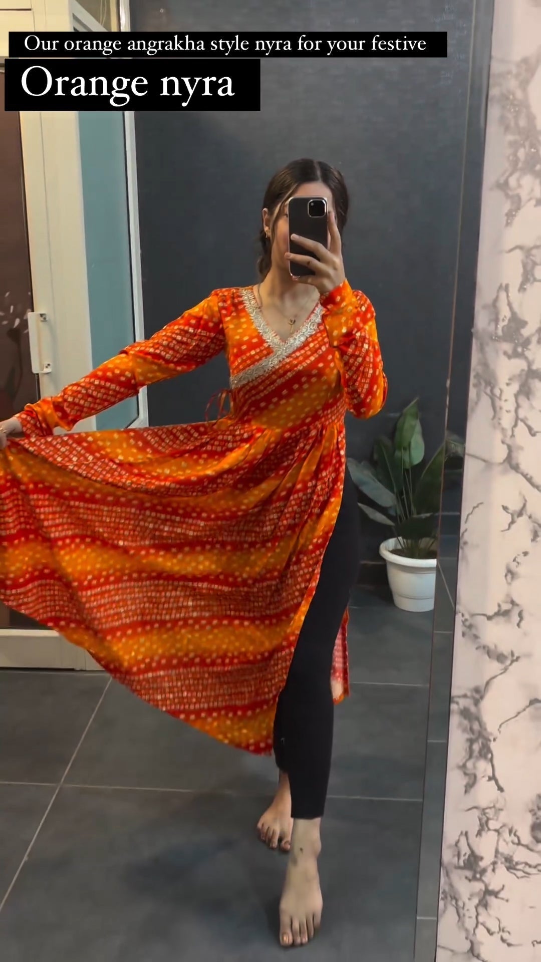Orange Nayra Kurti For Womens