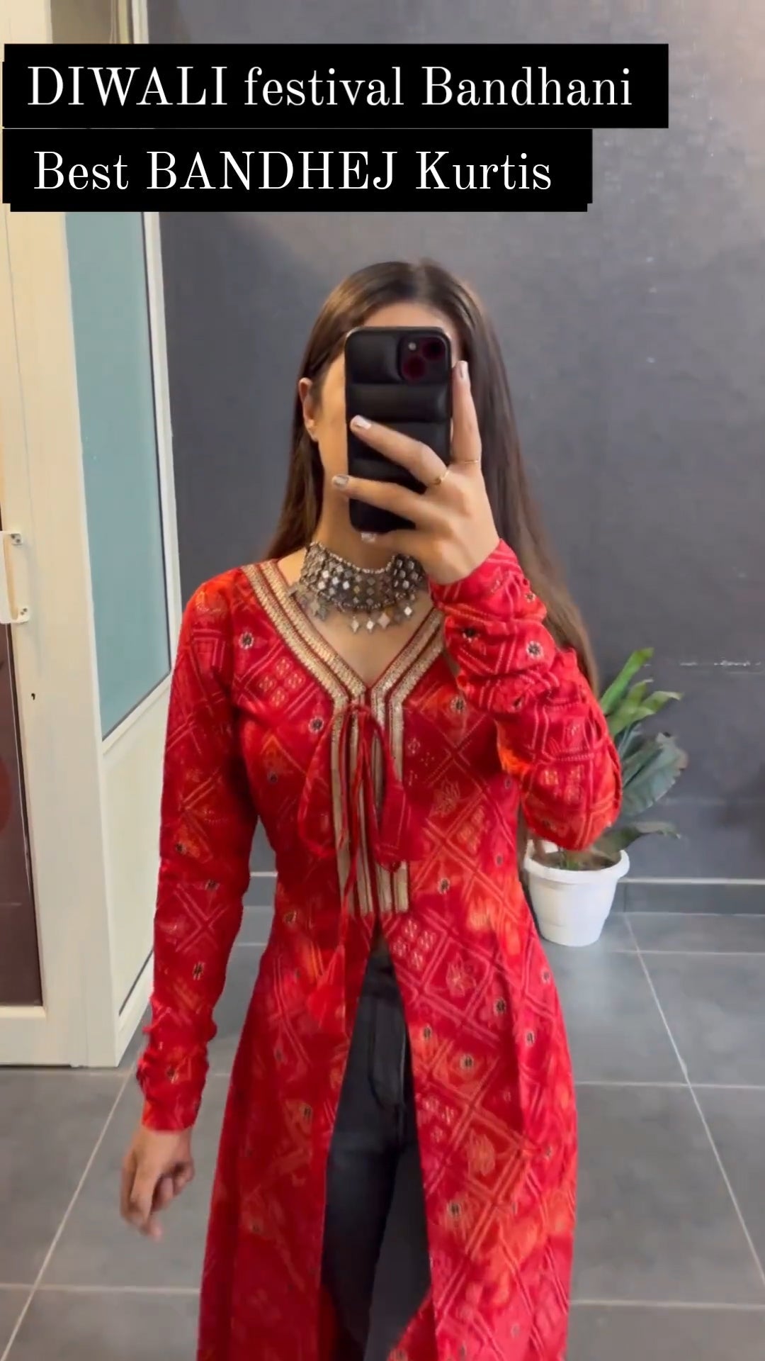 Red Rayon Printed Less Nayra Cut Kurti