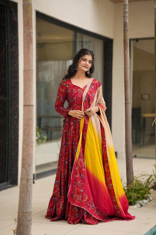 PAHEL RED RAYON MAXI