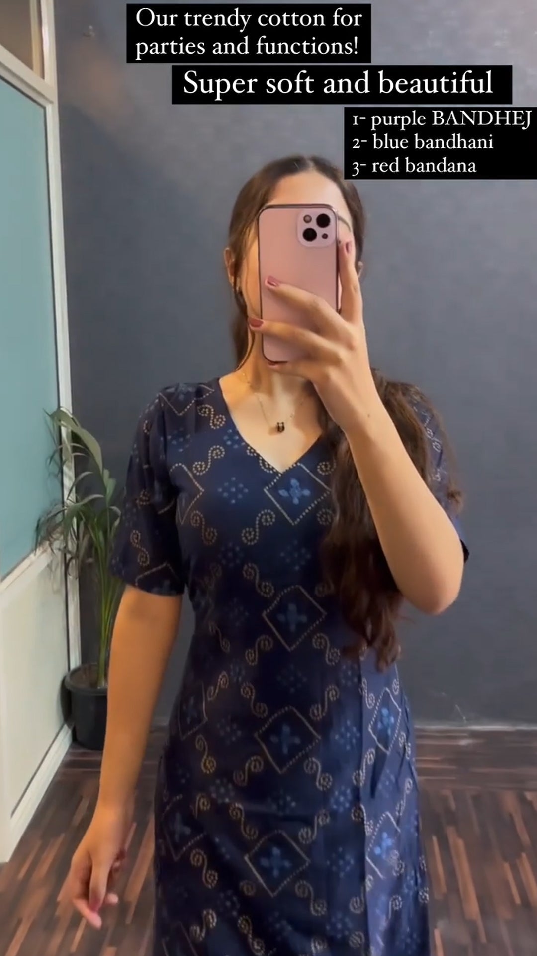 New Womens Blue Soft Cotton Printed Kurti