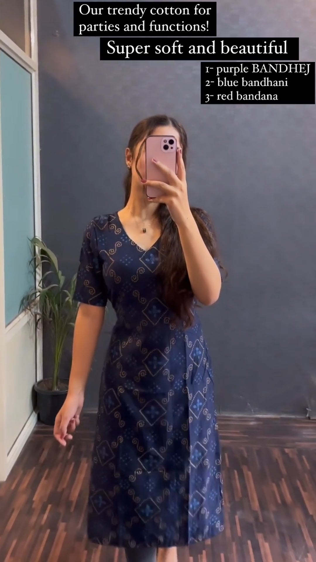 New Womens Blue Soft Cotton Printed Kurti