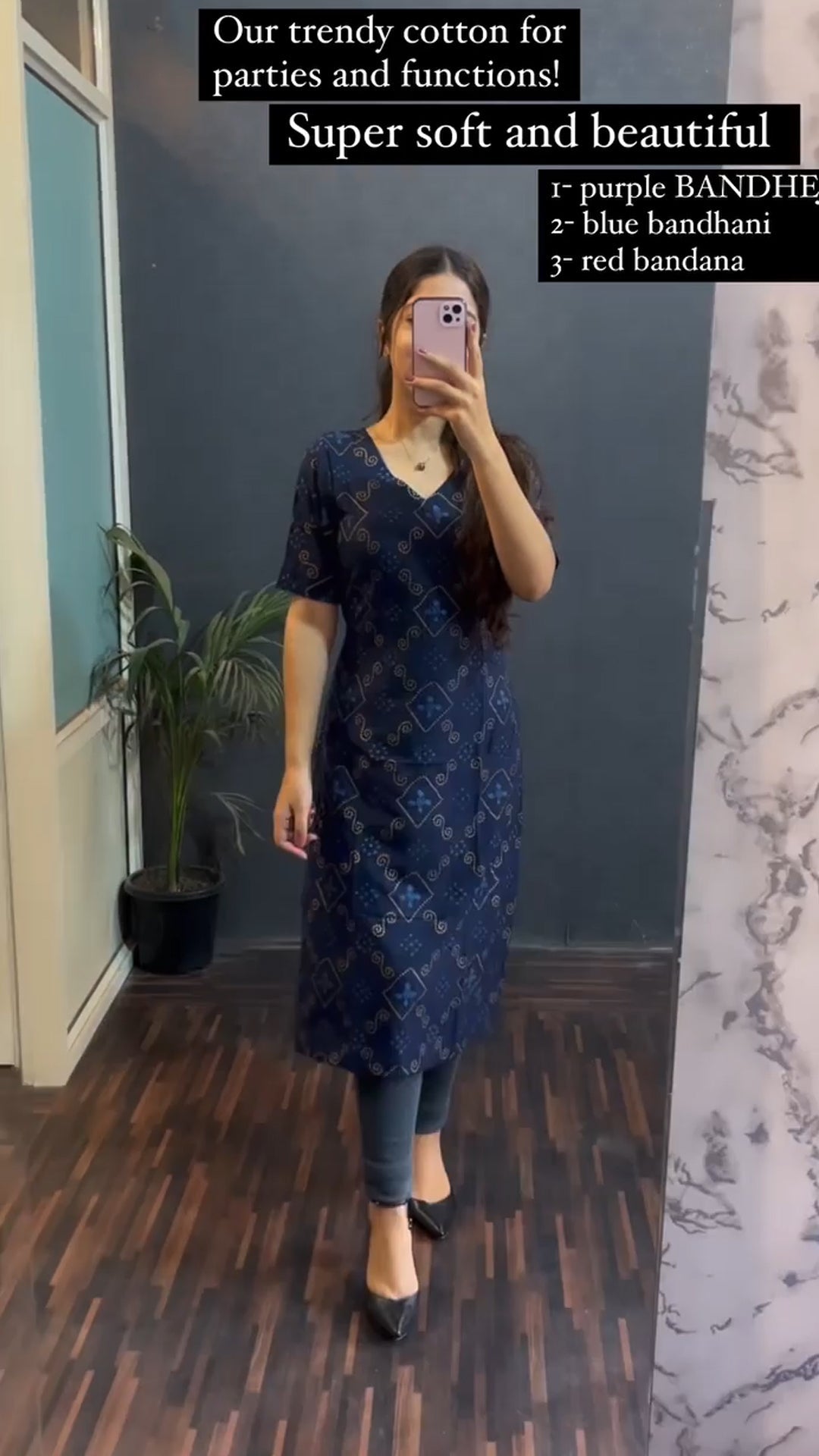 New Womens Blue Soft Cotton Printed Kurti