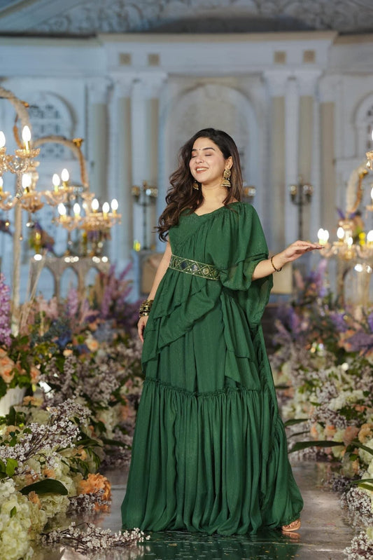 SAVANNAH GREEN CHIFFON SAREE