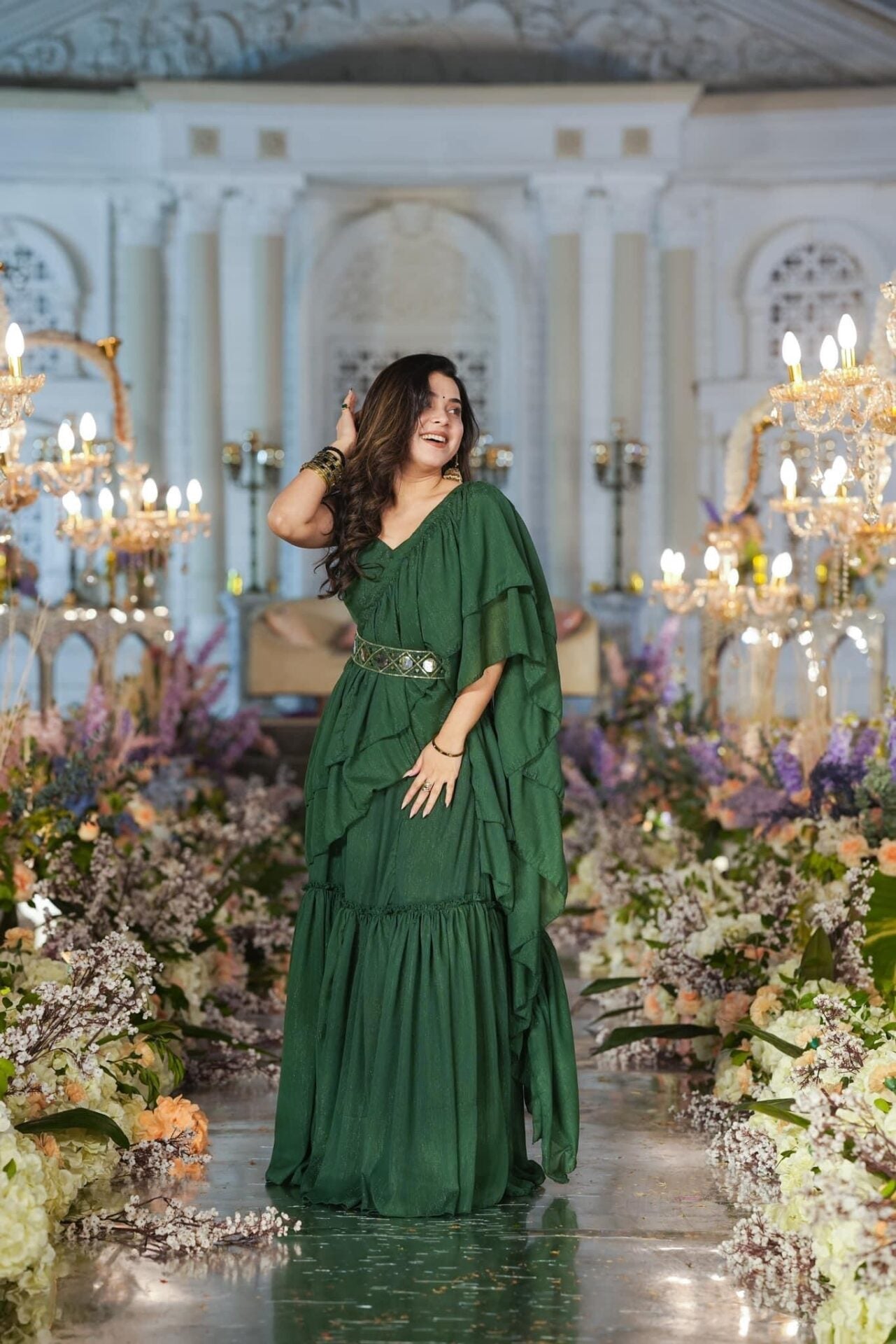 SAVANNAH GREEN CHIFFON SAREE