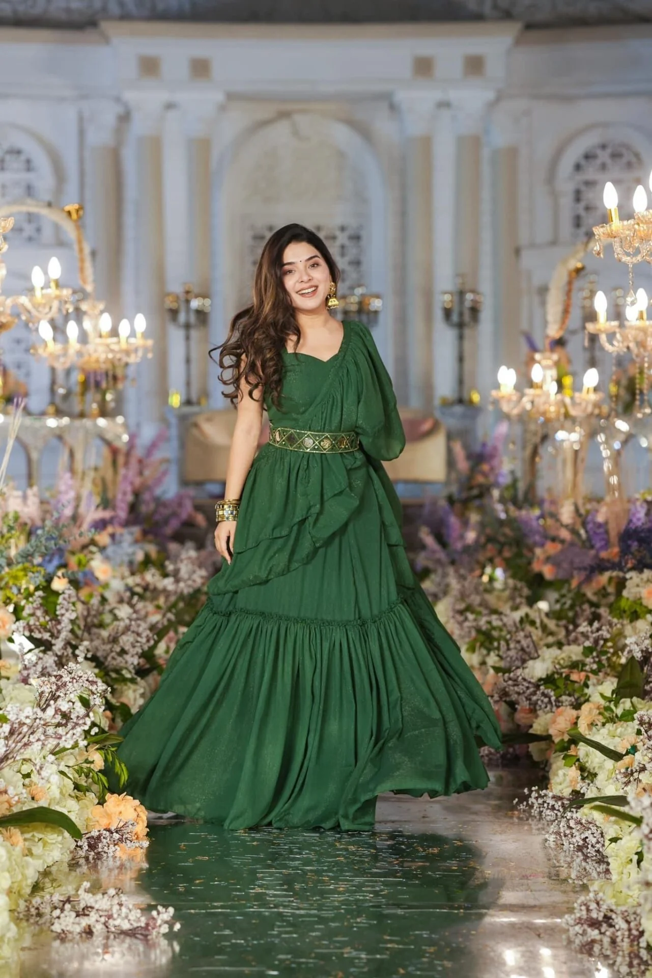 SAVANNAH GREEN CHIFFON SAREE