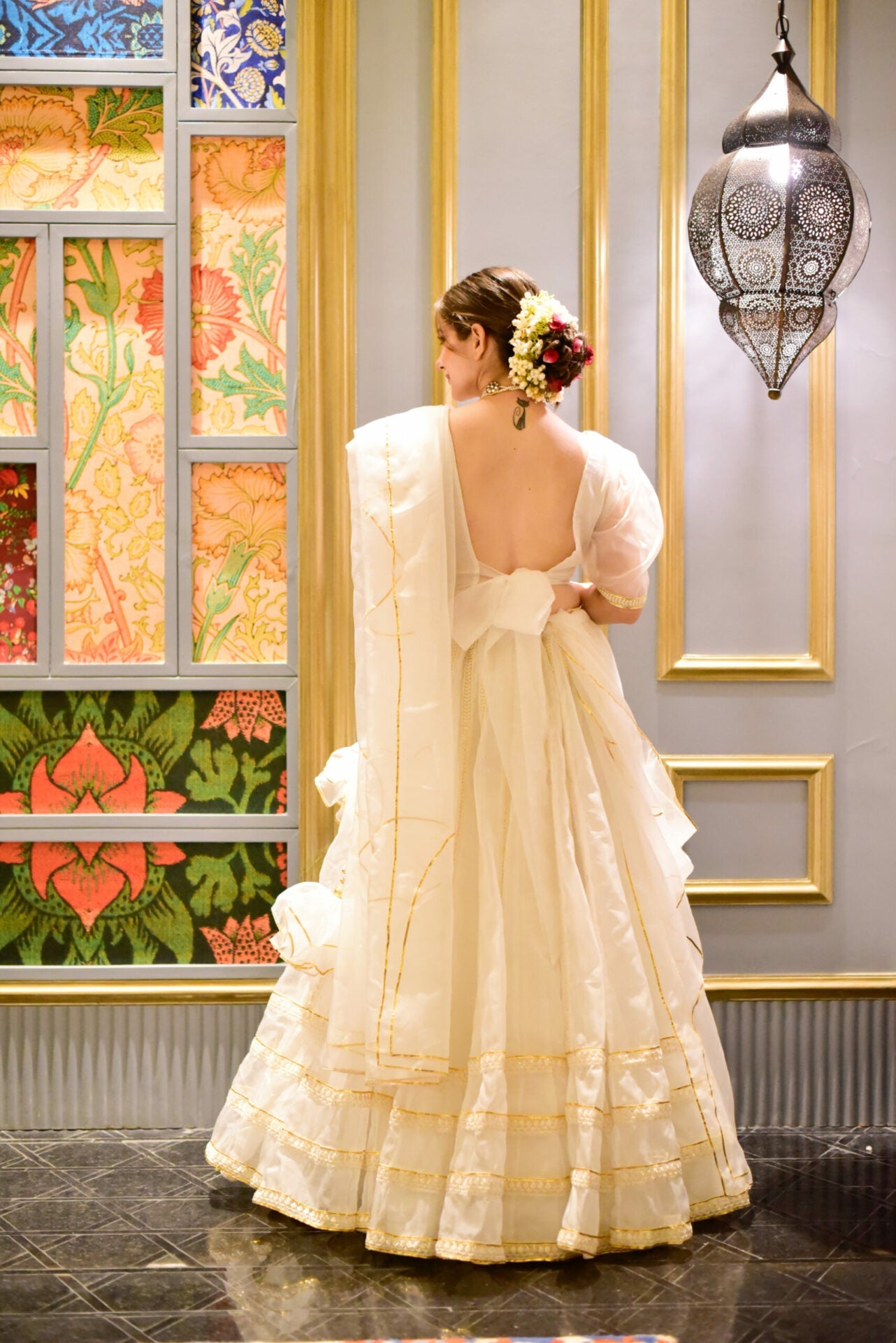 WHITE ORGANZA LEHENGA