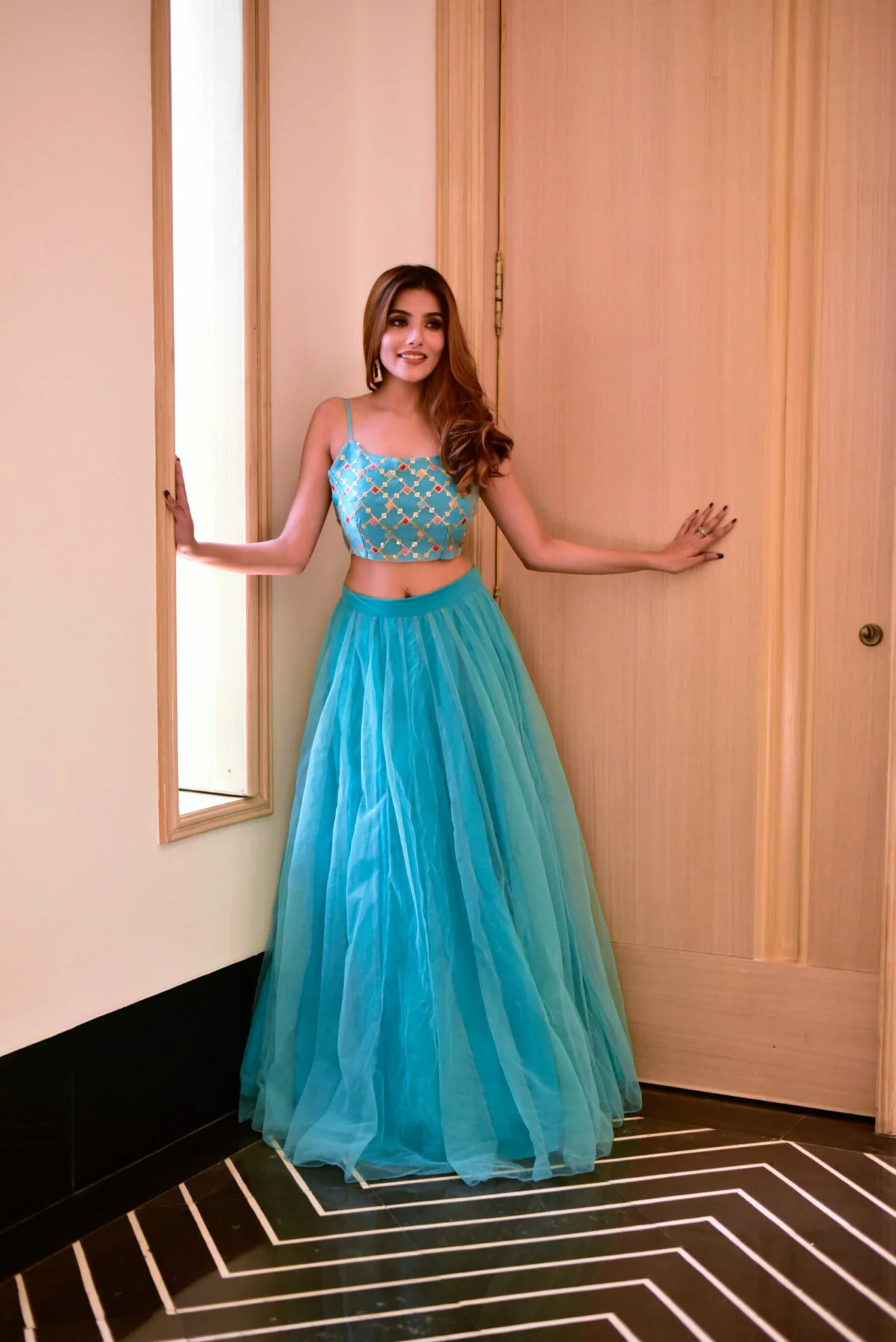 LILLY BLUE CROPTOP SKIRT SET